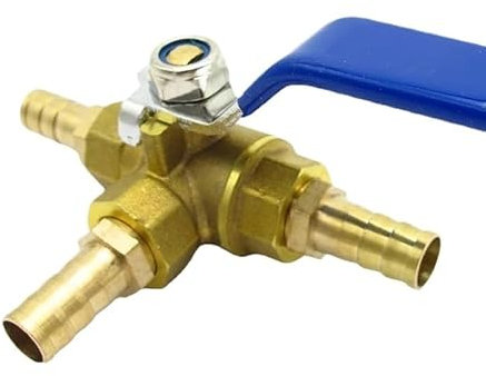 Valvola a sfera a 3 vie, Raccordo a T con portagomma da 4-32 mm, 3 vie, porta a T, porta a L, valvola a sfera in ottone, connettore for acqua, olio e gas(T Port,8mm Barb)