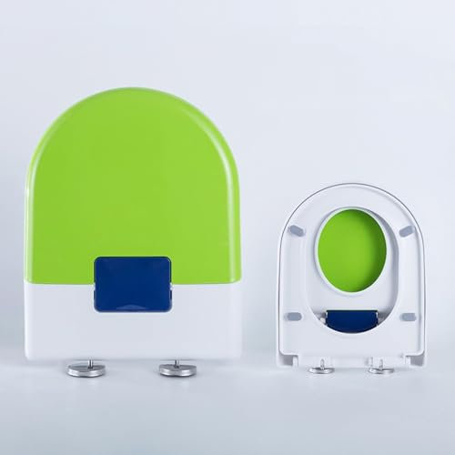 Wttfc Toilettendeckel Family Mit Absenkautomatik,Toilettensitz Kinder,Quick Release Funktion,U/D Form,Wc Sitz Mit Verstellbaren Scharnieren,FüR Kinder & Erwachsene,36 X 45 cm,Grün