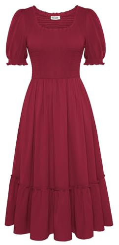 Women's Autumn Dresses Elegant A-Line Swing Corset Dress with Pockets Occasion Dresses for Women UK Wine Red XL