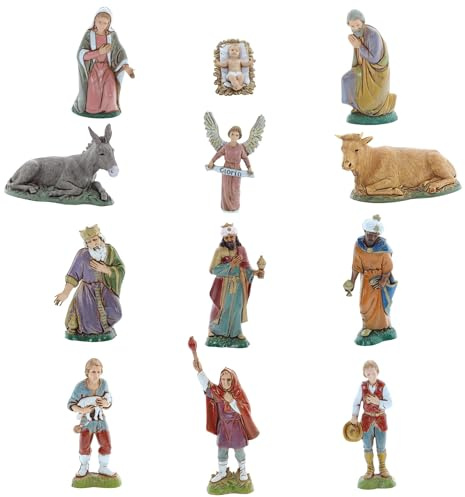 Moranduzzo Set 12 Personaggi Natività per Presepe da 10 cm – STANDARD 10 – Scala 1:20 – Statuine Indistruttibili, Pittura a Mano, Scultore M. Landi, Made in Italy