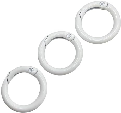 Rockreyoa 20 Stück Runde Karabinerhaken aus Zinklegierung, Karabinerringe mit Federring und Splittring als Schlüsselanhänger für DIY Handwerk, Schmuckherstellung, Taschenbasteln Weiß 33mm