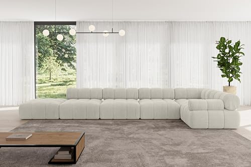 ALTDECOR Modulares Sofa Ecksofa in L-Form Corner modular Sofa Eckcouch Couch Wohnlandschaft Cauchsofa Polstersofa Felto-L3-475x190x70 cm Hellgrau