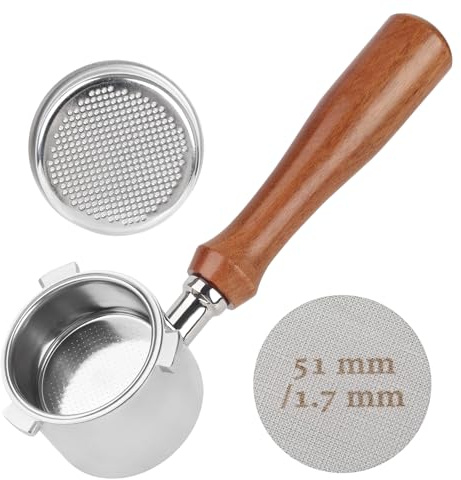 Gcljlmy Porte-filtre sans fond de 51 mm, en porcelaine de café, argenté, 1 pièce, compatible avec DeLonghi La Specialista EC9335M EC9155M EC9355M EC9665M