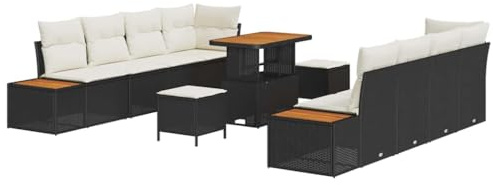 vidaXL Gartensofa-Set 11 STK. 10-Sitzanzahl Schwarz Poly Rattan