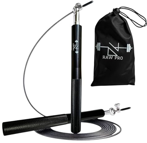 DanRaw Pro Jump Rope, Skipping Rope for Boxing, Fitness, Speed Rope, Adjustable Workout Skipping Rope for Men, Women, Boys, Girls, Side Mounted Easy Adjust, Aluminium Handle, Steel Wire