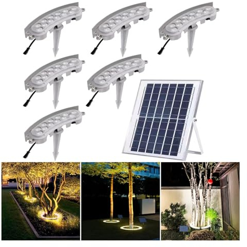 Außenstrahler für die Landschaftsgestaltung, Außenleuchten, LED-Solar-Bodenleuchten, Niederspannungs-Landschaftsbeleuchtung für Palmen, IP65 wetterfest (warmweißes Licht,
