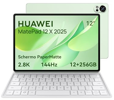 HUAWEI MatePad 12 X 2025 Tablet, Display Ultra Nitido PaperMatte Antiriflesso da 12 pollici 2.8K 144Hz 1000 nits, 12+256GB, Batteria da 10100 mAh, Ricarica Superrapida 66W, WiFi 7, con Tastiera