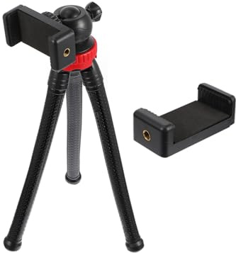 SHINEOFI Adjustable Tabletop Tripod Phone Clip, Octopus 2pcs Set for Dslr and Smartphone, Compact Video Tripod Stand for Live Streaming and