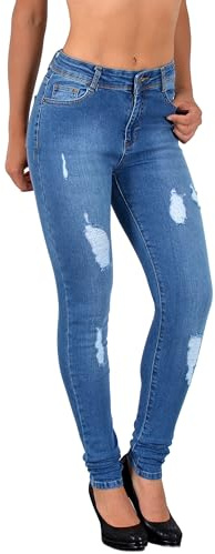 ESRA Damen Jeans Jeanshose Damen High-Waist Hochbund Hose bis Übergröße S400