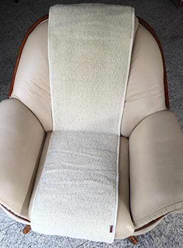 Alpenwolle Sesselschoner Merino gelockt 50x200cm Überwurf Sitzauflage Sesselüberwurf 100% Wolle