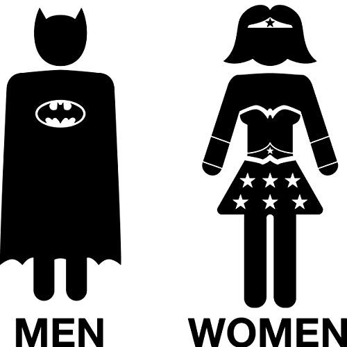 Print Corner Sticker de Porte WC - Super Heros - Couleur au Choix