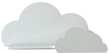 BugyBagy Cloud-Wandregal – dekoratives Schweberegal aus Holz für Kinderzimmer, mehrere Farben und Lichtoptionen (weißes Wolkenregal – kein Licht)