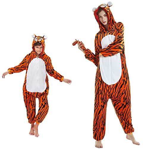 emmarcon Kigurumi Pigiami Animali da Bimbi Bambini Tuta Costume Carnevale Halloween Festa Cosplay unisex-100/altezza 95-105-Tigredue/100