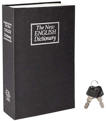 Book Safe with Key Lock - Parrency Dictionary Diversion Metal Hidden Safe Lock Box, 9 1/2 x 6 x 1 1/3, Black Medium, SBH-M010