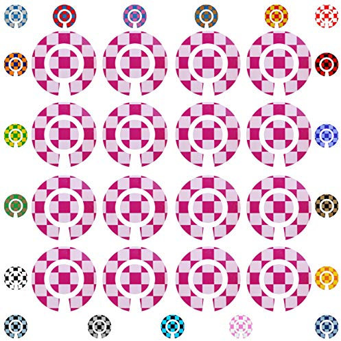 Acclaim Lawn Bowls Identification Stickers Markers Standard 5.5 cm Diameter 4 Full Sets Of 4 Self Adhesive Large Check Two Colour (Pastel Pink/Cerise)