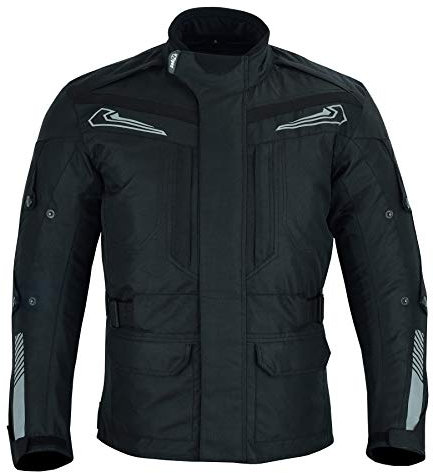 Jet Motorcycle Motorradjacke Herren Textilwasserdichte Gepanzerte Mittlere Länge Multifunktional PANTHER (Schwarz, 8XL)