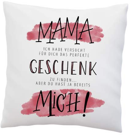 Kissen mit Spruch ''Mama Ich Habe versucht Finden. Aber du hast ja bereits Mich!'' - Deko-Kissen - Geschenk zum Muttertag - Kissen mit Füllung - Geschenke für Mama NEU