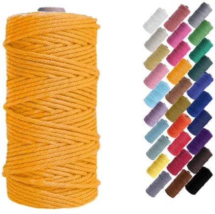 Binwat 3mm x 100m Natural Golden Cotton Macrame Cord for DIY Crafts, Home Decorations, Gift Wrapping