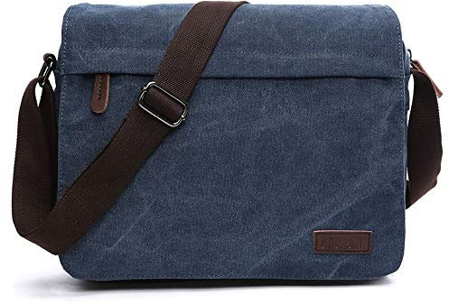 SDINAZ Retro Messenger Bag Umhängetasche Schultertasche 13.3 Zoll Laptoprucksäcke Herren Frauen Tasche Kuriertasche DE965 Blau