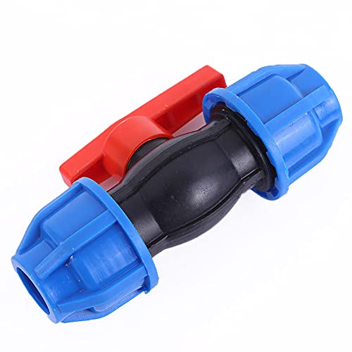 ExcInter 32 mm PE-Rohr-T-Schnellverbinder, Absperrventil für HDPE-Alkathen-Wasserrohre, Kompressionsende