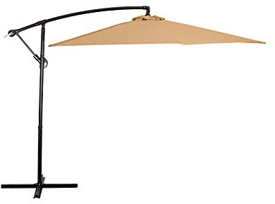 Enrico Coveri Ombrellone Decentrato con Palo Laterale Diametro 3 Metri, Struttura in Acciaio E Chiusura a Manovella per Arredo Esterno, Giardino e Terrazzo (Beige)
