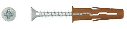 Rawlplug Uno Brown - Tasselli universali 7 x 30 mm + 4 x 40 mm, 200 tasselli + 200 viti