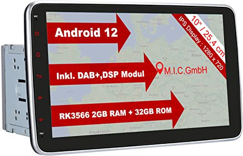 M.I.C. AU10-lite Android 12 Autoradio mit navi Rockchip 3566 2G+32G: DSP DAB+ BT 5.0 WLAN 10 Bildschirm USB sd GPS doppel 2 DIN OBD universal Gerät Ersatz für VW Toyota KIA Nissan Hyundai FIAT
