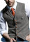 HSLS Herren Retro Frack Weste Plaid Wollweste Lässiger Tweed Fischgrätenmuster für Smoking(XL, Grau)