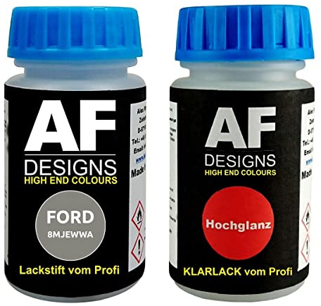 Alex Flittner Designs Stylo Peinture Voiture de retouche pour Ford 8MJEWWA Chill Metallic + vernis transparent 50 ml
