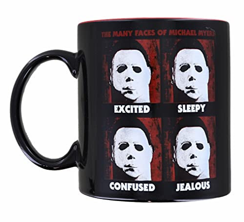 Silver Buffalo Keramiktasse 'Many Faces of Michael Myers', 590 ml, für Heißgetränke, Halloween