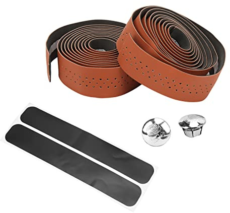 BuyWeek Fahrrad Lenkerband, 1 Paar Wasserdicht Mountainbike Lenkerband PU Leder Rutschfest Rennrad Lenkerband (Braun)