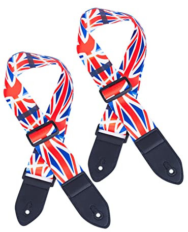 Milisten 2 Stücke Ukulele Akustische Druck Bass Verstellbare Riemen Verbreiterte Ersatz Gürtel Schulter Für Britische Union Gitarre Flagge Gürtel Jack Elektrische Klassische Gitarren Gurt