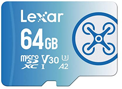 Lexar Fly Micro SD Karte 64GB, microSDXC UHS-I Karte, Bis Zu 160MB/s Lesegeschwindigkeit, Speicherkarte Micro SD, TF Karte Kompatibel mit DJI Drohne und Actioncam (LMSFLYX064G-BNNAA)
