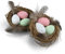 Netuno 2X Deko-Vogelnest mit Eiern 8 cm Osternest mit Kunsteiern Naturnest Nest Frühling Kunststoffeier Styropor Osterdeko Ostern Ostereier im Nest Vogeleier künstlich Vögelnest