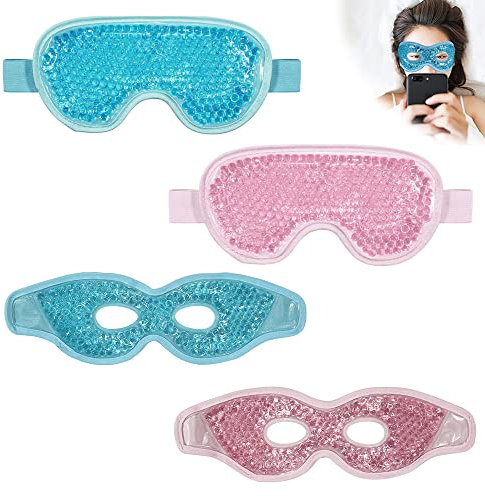 FENGQ 4 PCS Augenmaske Kühlend, Gel Augenmaske, Kühlbrille für die Augen, Wärmende/Kühlende Wiederverwendbar, für Augenringe, Migräne, Geschwollene, Augenermüdung Lindern, Verspannungen Linder