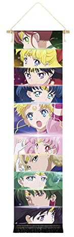 CosplayStudio Großes Sailor Moon Crystal Rollbild/Kakemono aus Stoff | Poster 135x33cm | Motiv: Augenausschnitte der Sailor Krieger