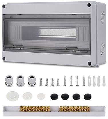 Zroden Coffret Electrique, Coffret Electrique Etanche Exterieur IP65, 18 Modules, Avec Terminaux, Rails Intégrés et Accessoires, Pour Une Utilisation à L'extérieur
