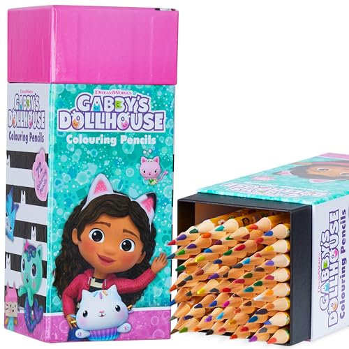 Gabby's Dollhouse Buntstifte Set für Mädchen, 72 Stück Holzstifte Farbstifte Colored Pencils - Mitbringsel Kinder Geschenke