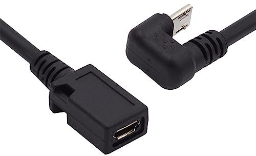 NFHK 5Pin Micro USB 2.0 Male to Female Power Data Extension Cable Opposite U Shape Back Angled Type for Phone Laptop