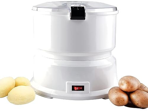 McbeAn Peladora De Patatas Eléctrica, Peladora Automática, Operación De Un Solo Toque, Peladora De Patatas Multifuncional De 1 Kg con Soporte De Carga, Pela Rápidamente Grandes Cantidades De Patatas