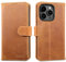 LENSUN Echtleder Hülle für iPhone 15 Pro, Handyhülle [Echtes Leder][Magnetverschluss][RFID] Handytasche Klappbar Lederhülle für iPhone 15 Pro 5G - Vintage Braun