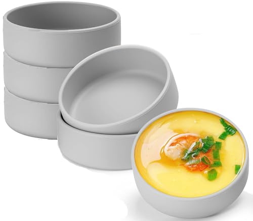 6 Pack Silicone Air Fryer Egg Molds, Individual Egg Pan Microwave Egg Cooker Eggwich Egg Bites Cups 6oz Small Prep Bowls for Kitchen Oven Microwave - Grey