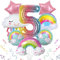 SPHERETRON Regenbogen Geburtstagsdeko 5 jahre,regenbogen deko kindergeburtstag,Regenbogen Geburtstagsdeko Luftballons,Regenbogen Deko,Folienballon Regenbogen,Regenbogen Party Deko Mädchen