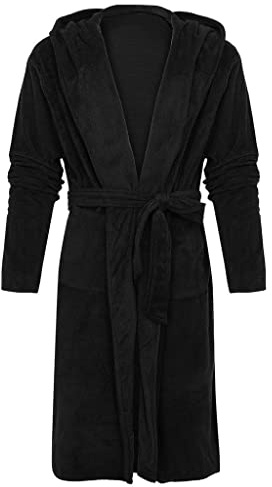 MILAX Unisex Bademantel Lang Mit Reissverschluss Und Kapuze Bademantel Damen Kuschel Fleece Morgenmantel Bademantel Plüsch Flanell Fleece Weich Und Warm Saunamantel