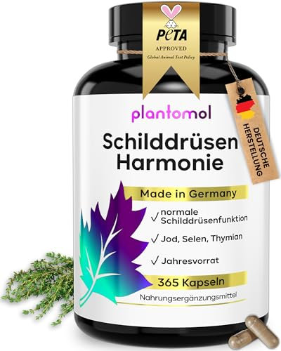 JAHRESVORRAT Schilddrüsen Komplex - 365 Jod Selen Kapseln bei Schilddrüsenunterfunktion - Selen Jod Komplex für eine normale Schilddrüsenfunktion - Schilddrüsen Harmonie