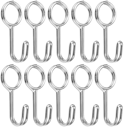 EXIN DEHCEN 12 Piezas Ganchos en Espiral, Gancho para Cuerda Elastica Toldo, Gancho Tensor de Metal Cuerda, Mini Gancho de Acero Inoxidable para Lona Piscina Remolque Toldo Bicicleta Moto Acampar