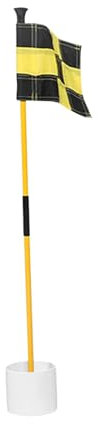 Baoblaze Golf Putting Green Flagge und Lochbecher, Golf Fahne mit Loch, Flaggen Lochbecher Set, Putting Green Fahnenmast und Loch-Cup-Set für Männer Frauen Golfer Outdoor, Gelb Schwarz