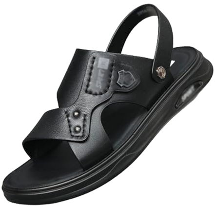 Sandales en cuir pour hommes,Été Nu Pied Plage Sandales,Chaussures de Randonnée pour Hommes d'été Confortables,Léger et respirant Sandales de Sport bout ouvert,pour Randonnée Plage Eté Piscine…