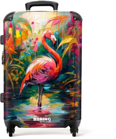 NoBoringSuitcases.com Reisekoffer, Koffer Groß, Koffer Hartschale, TSA Schloss, Reisekoffer mit Rollen Groß, Trolley Koffer Mittelgroß, Koffer Mittelgroß (Flamingo - Rosa, 67 cm - 72 L)