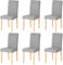 Küchenstühle 6er Set Stühle Esszimmer 6er Set, Holzstühle/Essstuhl/Esszimmerstühle Holz Für Büro/Küche/Esszimmer/Wohnzimmer Stühle aus 3 CM Gummiholzbein/Leinengepolsterter Stuhl Grau 92 CM Hohe